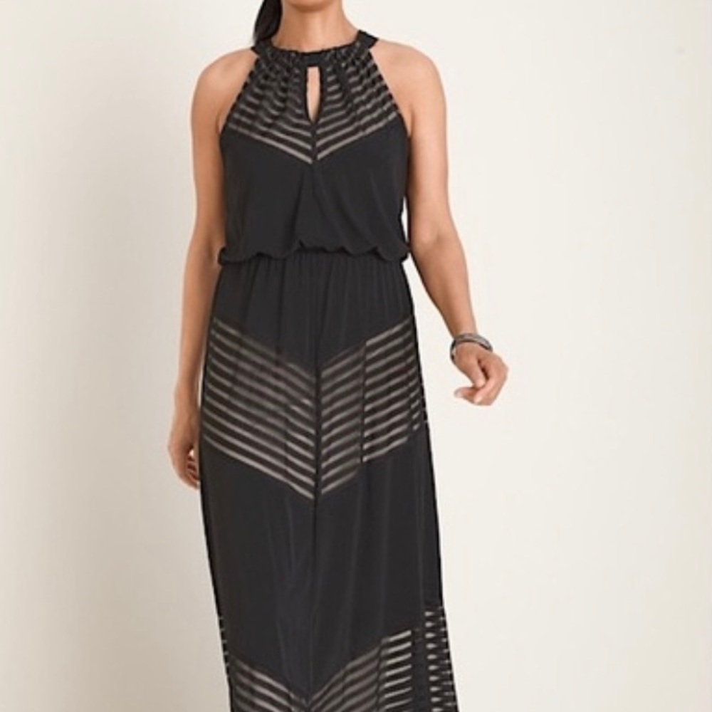 London Times Black Halter Sleeveless Maxi Dress